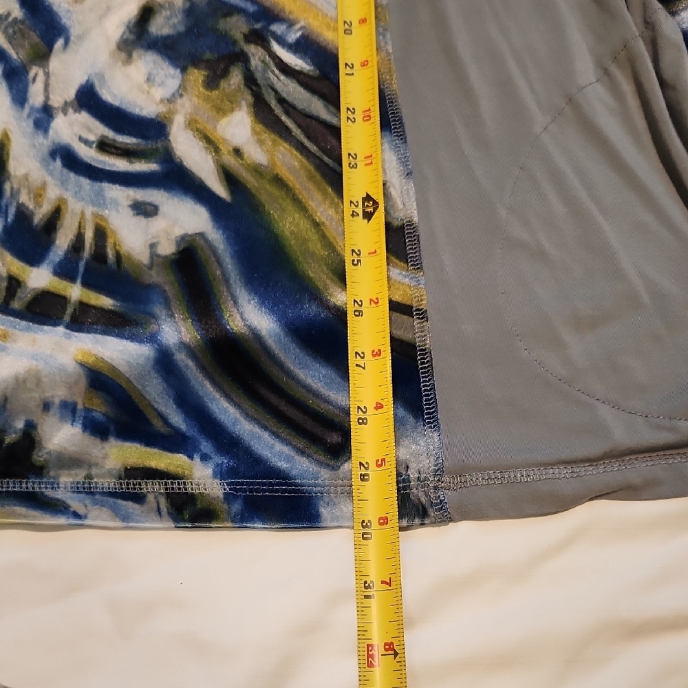 LOGO by Lori Goldstein Blue, Gray & Olive Abstract Long-Sleeve Top Sz 2X - Picture 3 of 6